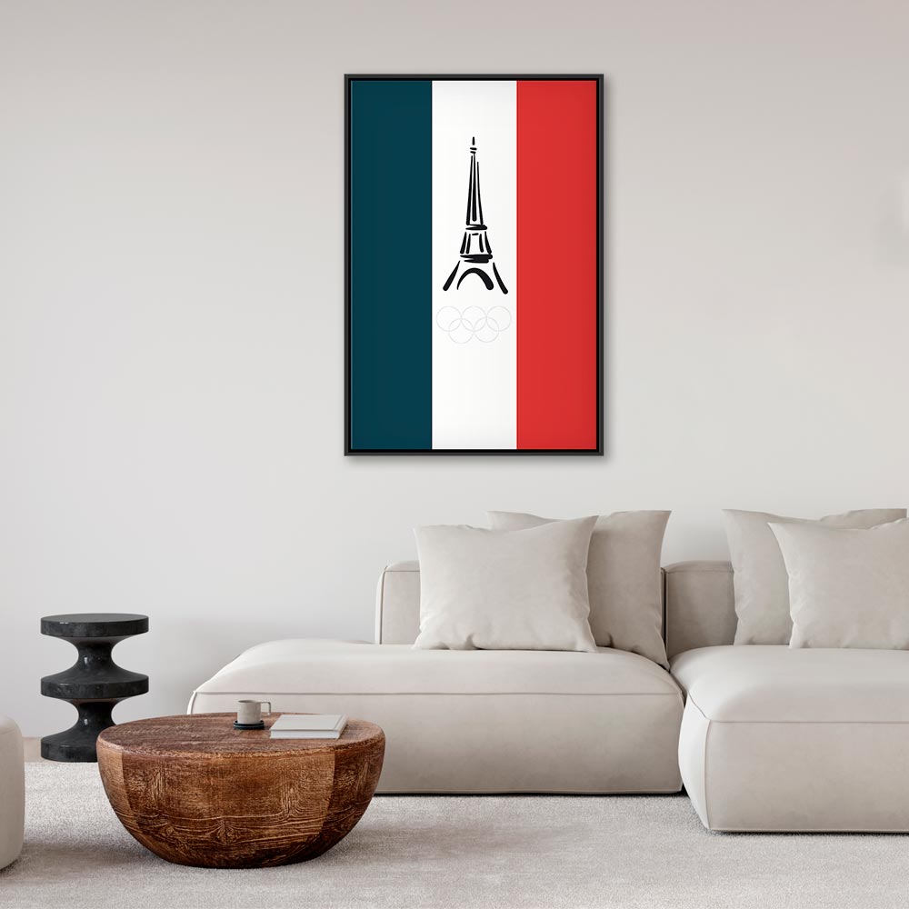 French Flag Eiffel Tower Graphic Canvas Print