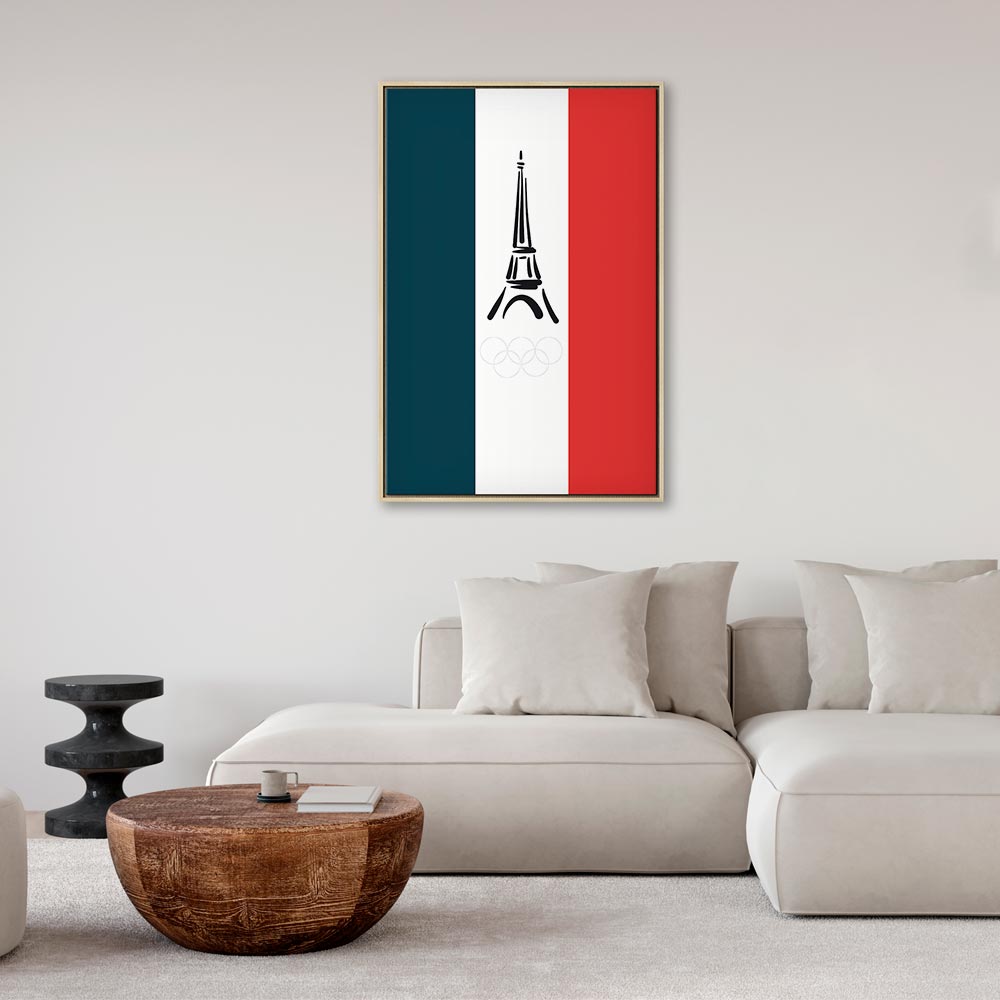 French Flag Eiffel Tower Graphic Canvas Print