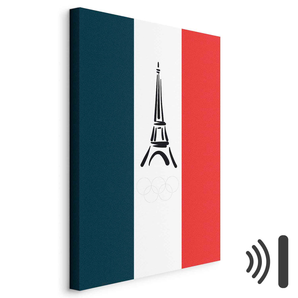 French Flag Eiffel Tower Graphic Canvas Print