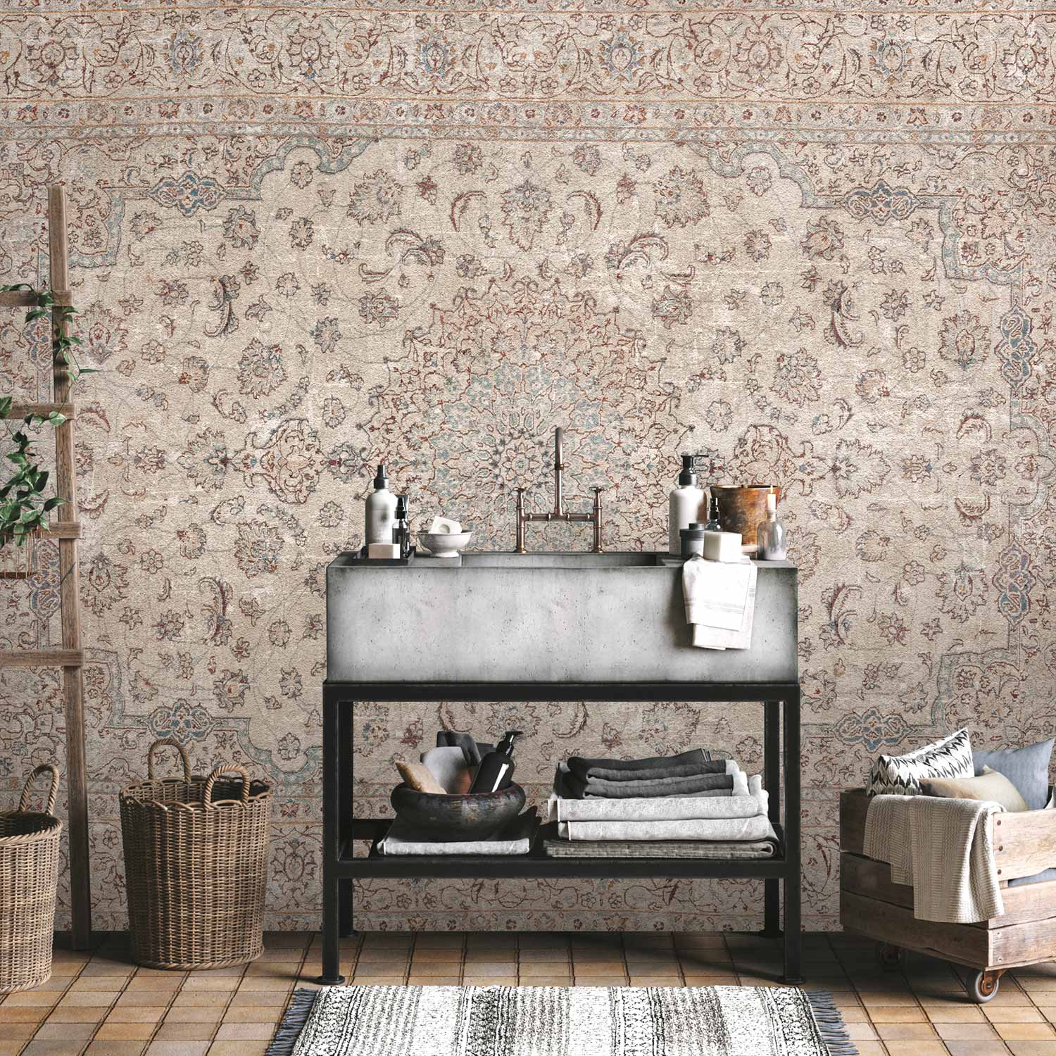 Worn Persian Sand Carpet Ethnic Wall Mural