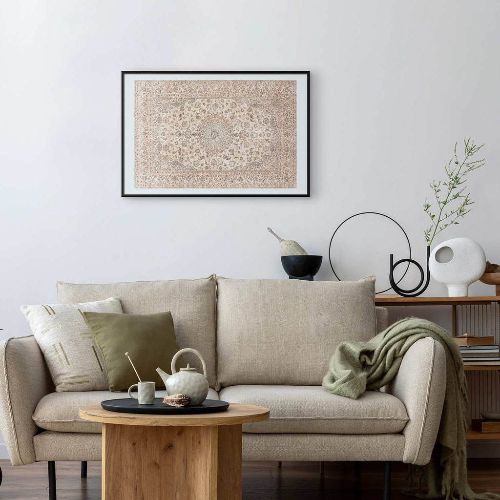 Worn Persian Rug Motif Beige Poster