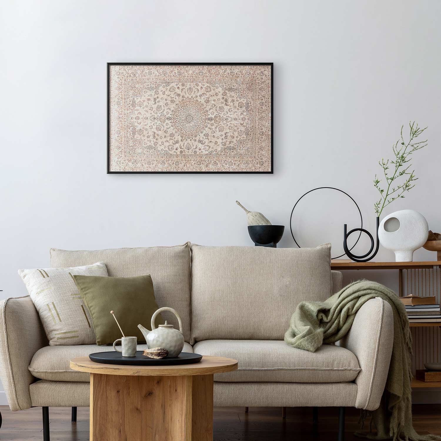 Worn Persian Rug Motif Beige Poster