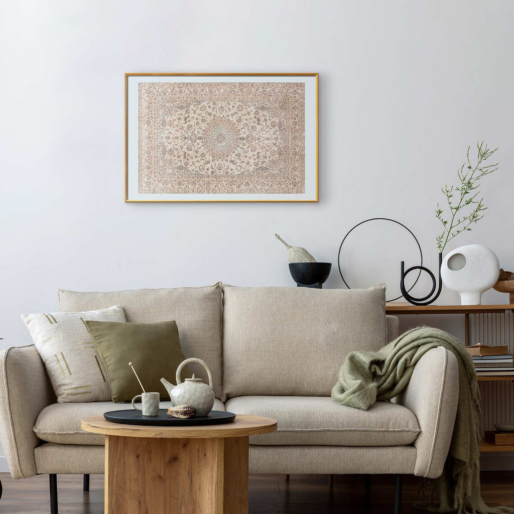 Worn Persian Rug Motif Beige Poster
