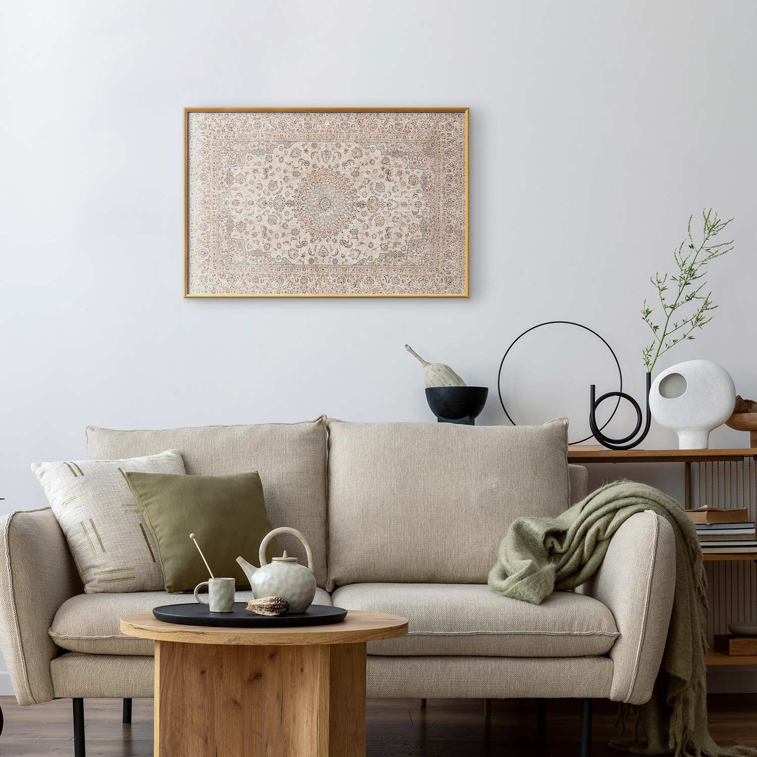 Worn Persian Rug Motif Beige Poster