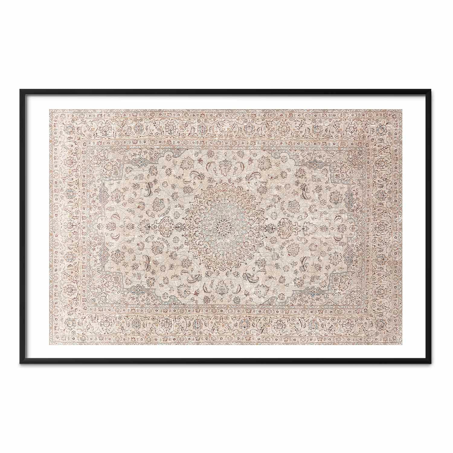 Worn Persian Rug Motif Beige Poster