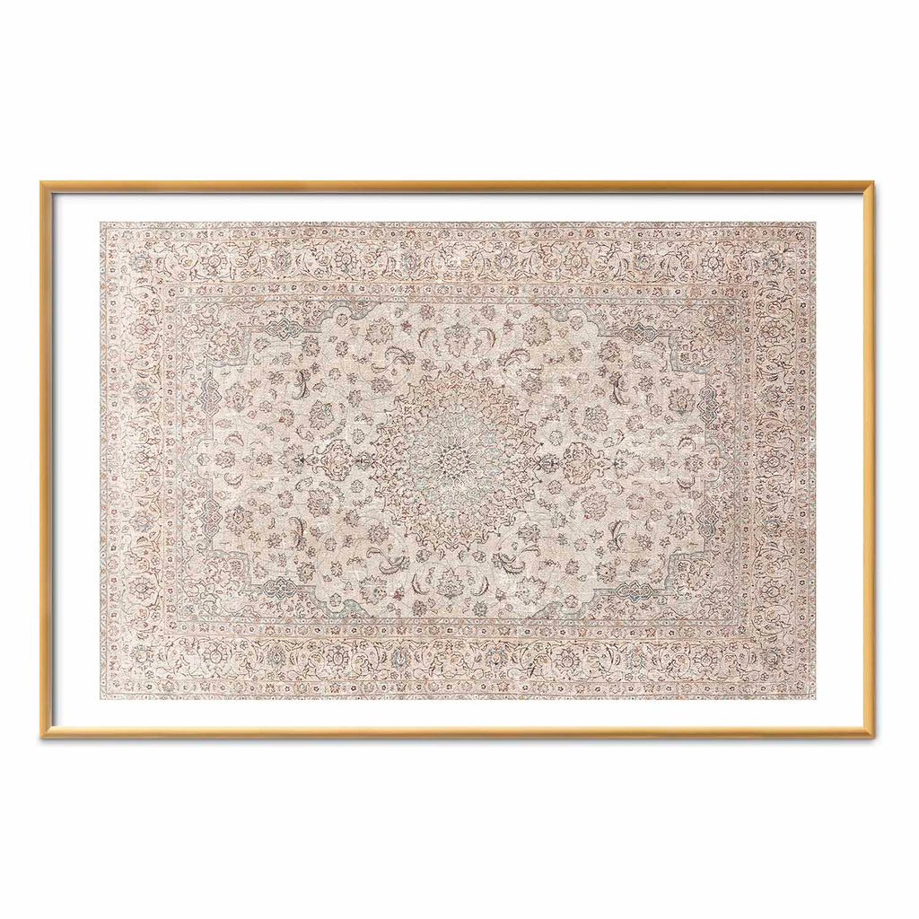 Worn Persian Rug Motif Beige Poster