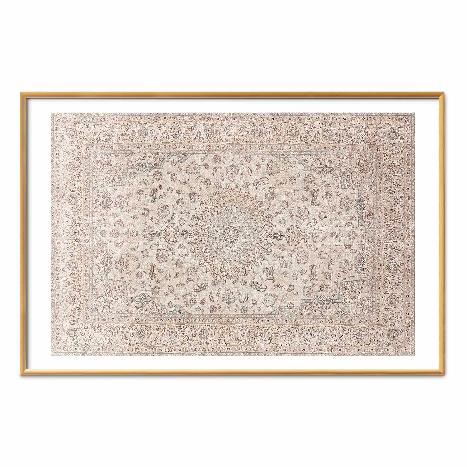Worn Persian Rug Motif Beige Poster