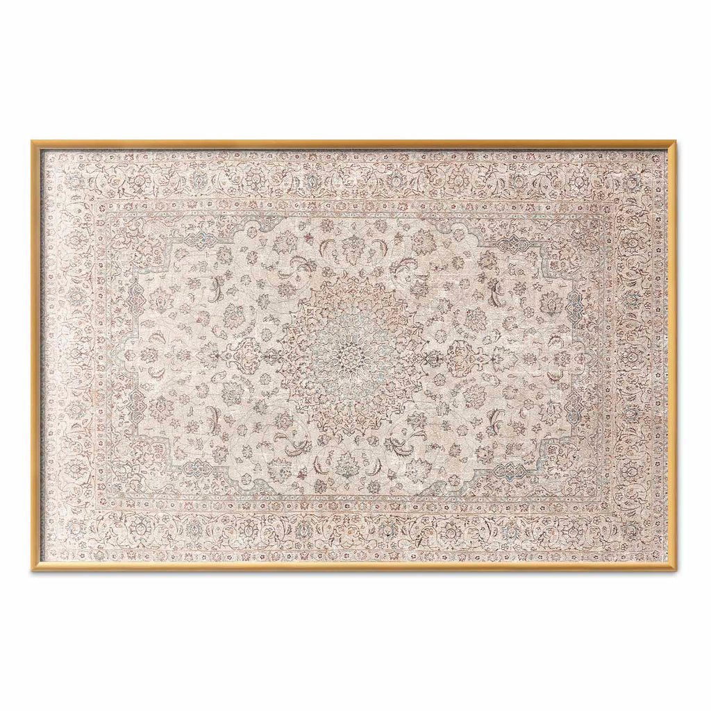 Worn Persian Rug Motif Beige Poster
