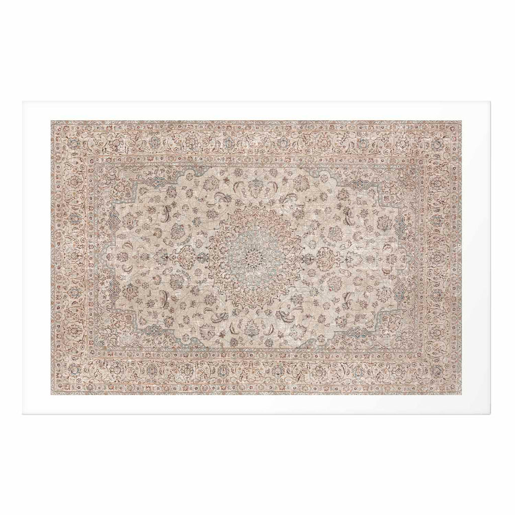 Worn Persian Rug Motif Beige Poster