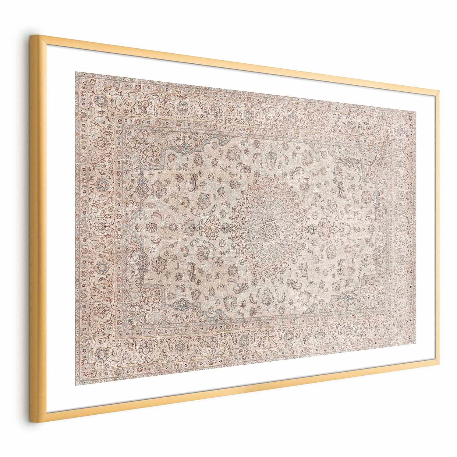 Worn Persian Rug Motif Beige Poster