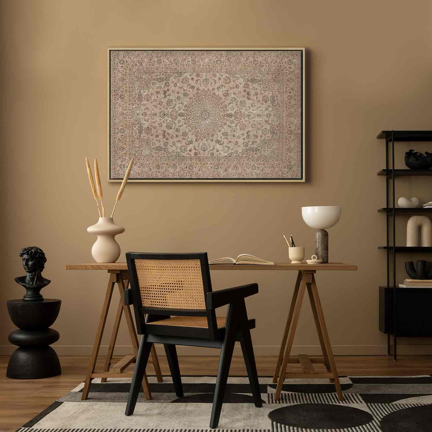 Worn Persian Sand Carpet Motif Canvas Print