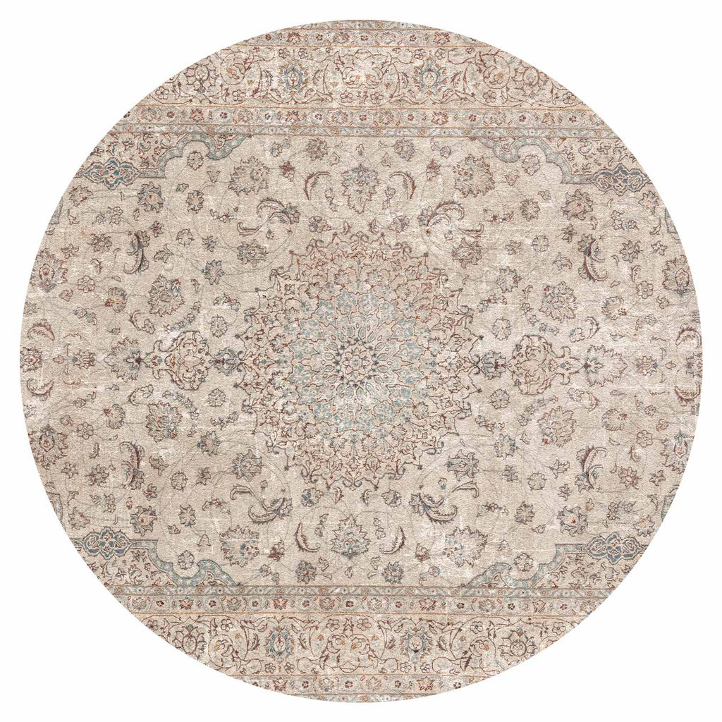 Worn Persian Sand Carpet Round Wall Mural