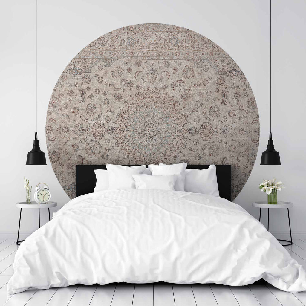 Worn Persian Sand Carpet Round Wall Mural