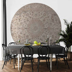 Worn Persian Sand Carpet Round Wall Mural