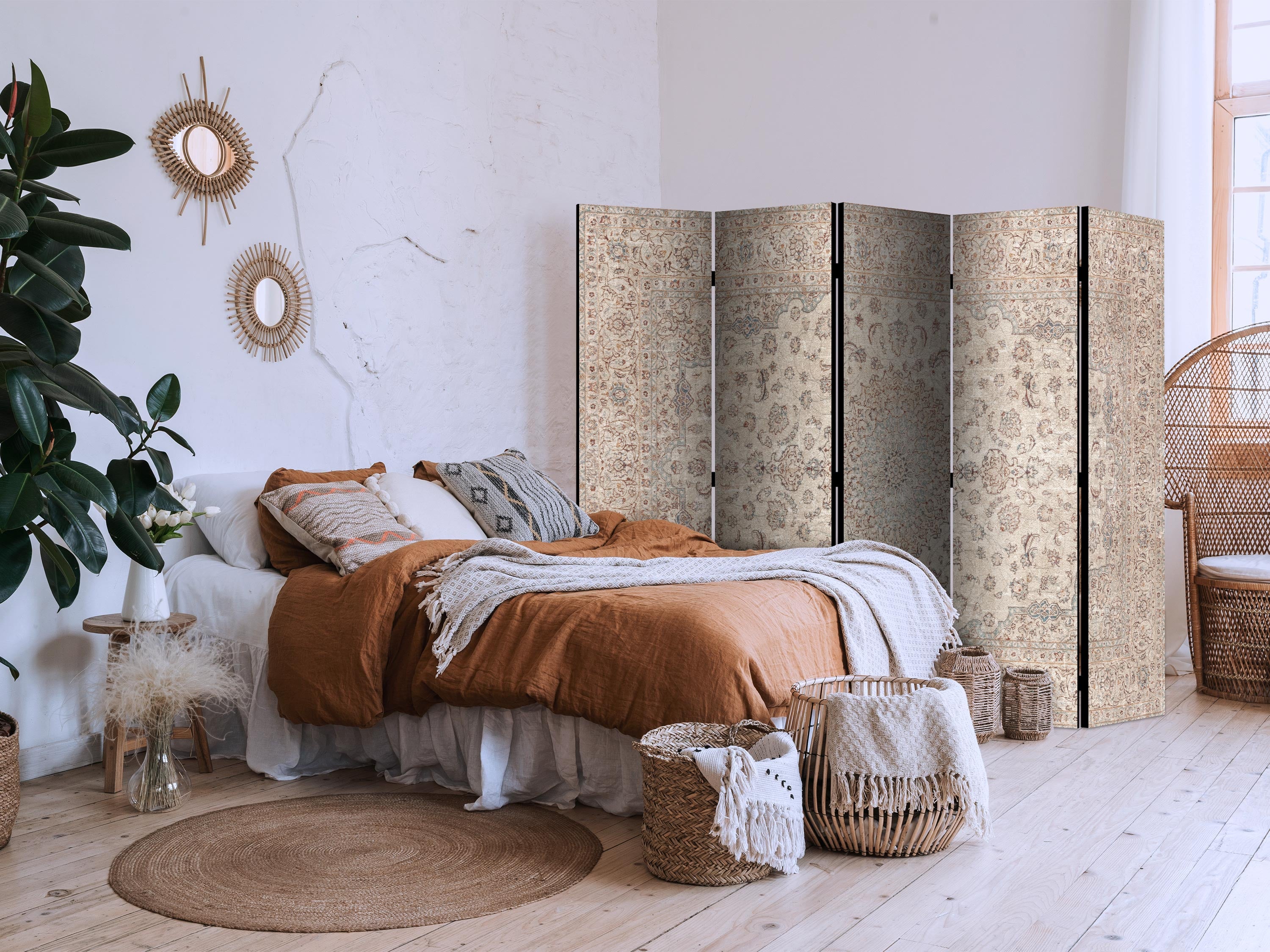 Room Divider Desert Nights Ornamented Persian Carpet in Muted Colors