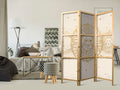 Golden Sun and Moon Retro 3-Panel Japanese Room Divider