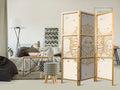 Golden Sun and Moon Retro 3-Panel Room Divider