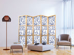 Japanese Room Divider - Blue Pattern with Greek & Plant Motif