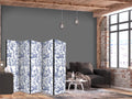 Greek Botany Blue Pattern 5-Panel Room Divider