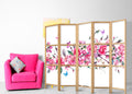 Flowers and Butterflies Romantic 5-Panel Japanese Room Divider