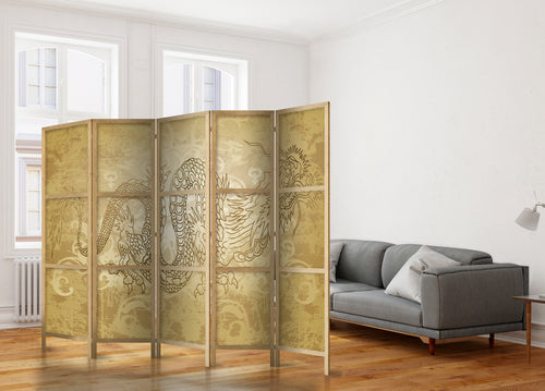 Dragon II Oriental 5-Panel Japanese Room Divider