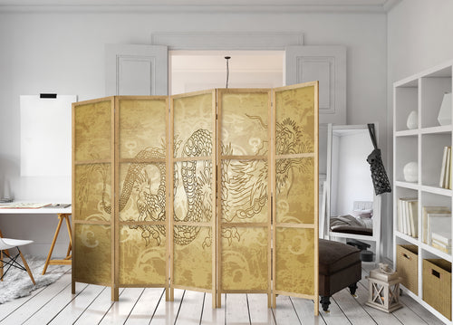 Dragon II Oriental 5-Panel Japanese Room Divider