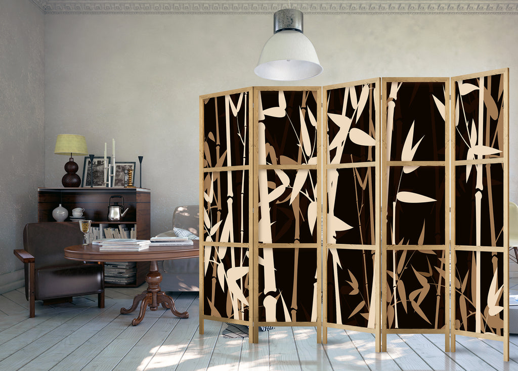 Green Bamboo Nature 5-Panel Japanese Room Divider