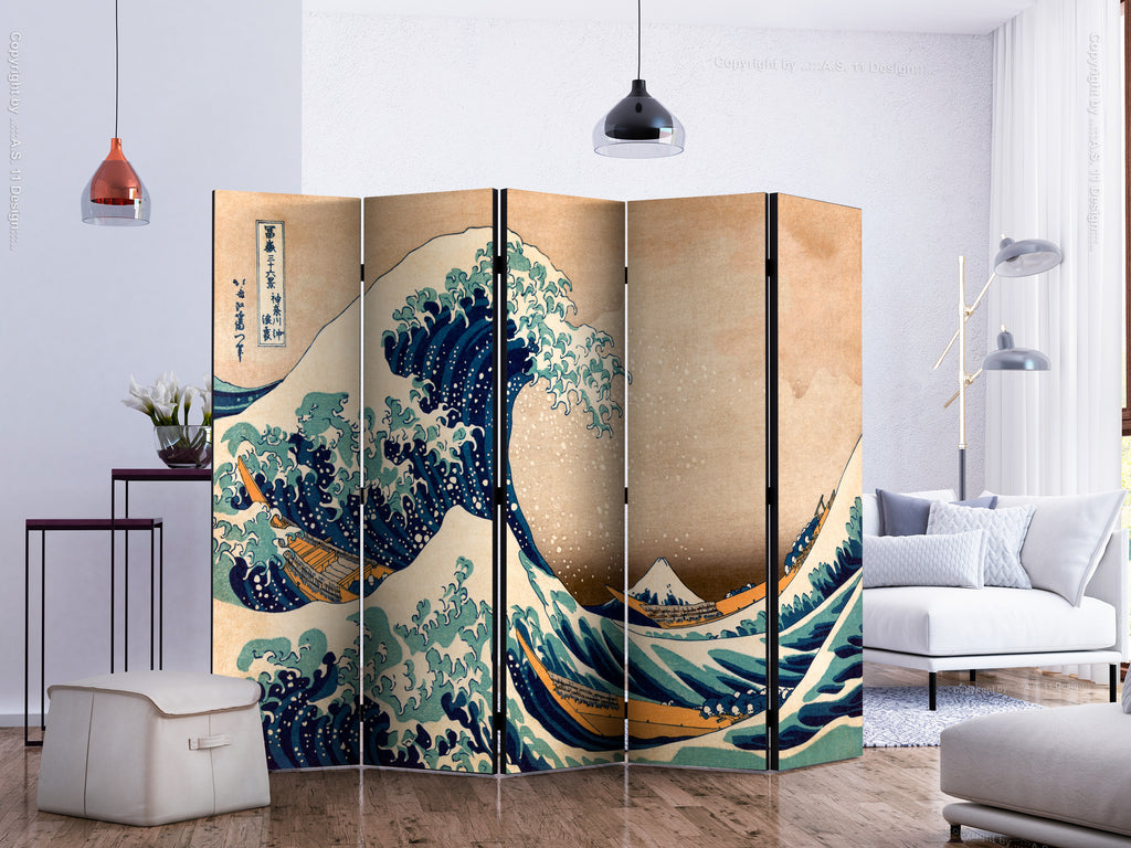 Great Wave Seascape 5-Panel Japanese Room Divider