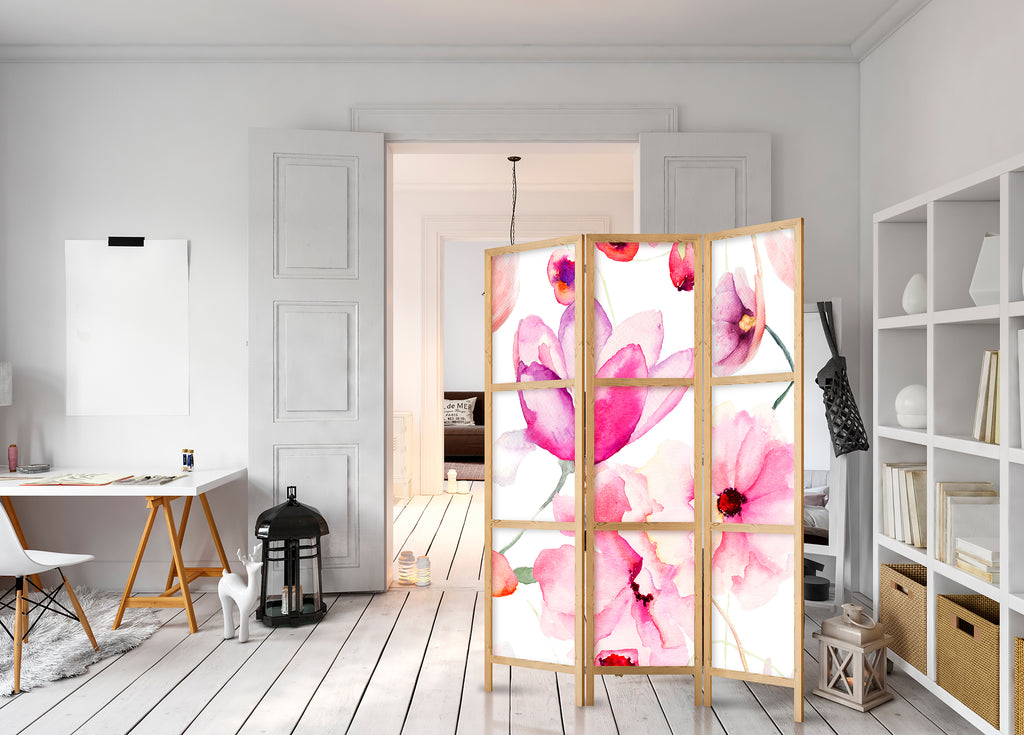 Floral Bliss 3-Panel Japanese Room Divider