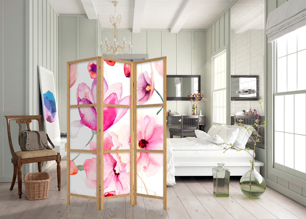 Floral Bliss 3-Panel Japanese Room Divider