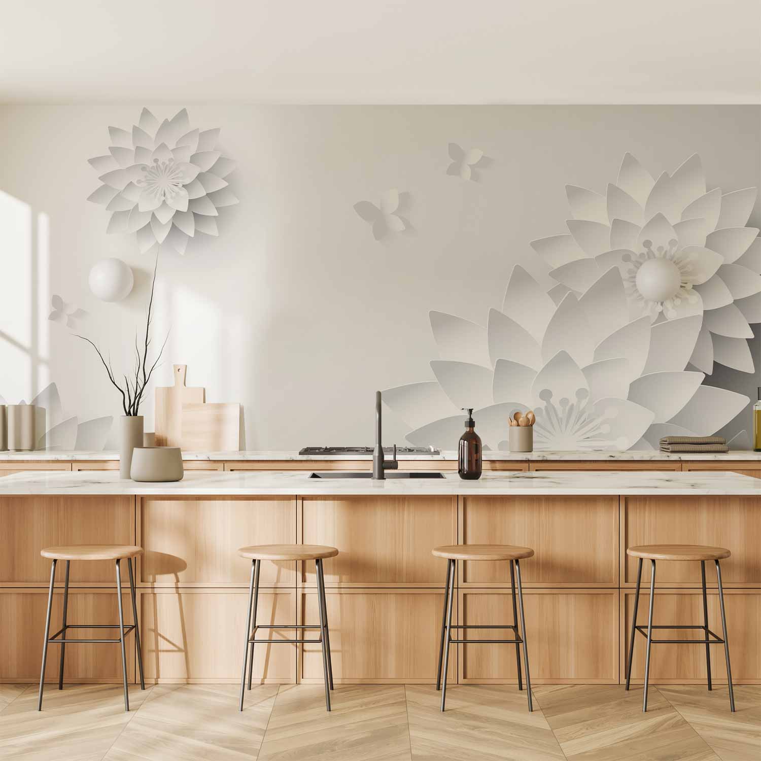 Oriental Floral Zen Wall Mural