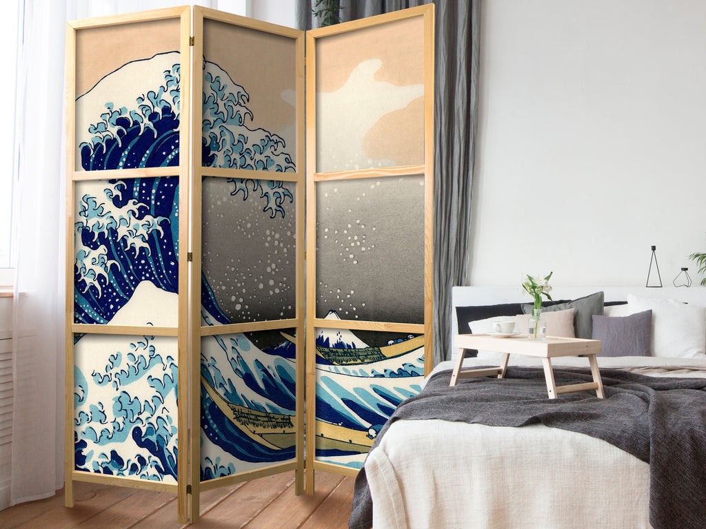 Great Wave in Kanagawa 3-Panel Japanese Room Divider