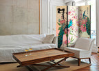 Peacock Love Zen 3-Panel Japanese Room Divider