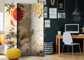 Koi Fish and Floral Zen 3-Panel Room Divider