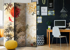 Koi Fish and Floral Zen 3-Panel Room Divider