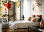 Koi Fish and Floral Zen 3-Panel Room Divider