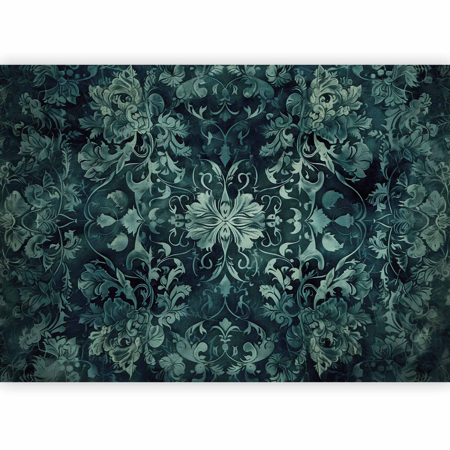 Wall Mural Oriental Pattern Carpet Emerald Ornaments and Worn Patterns