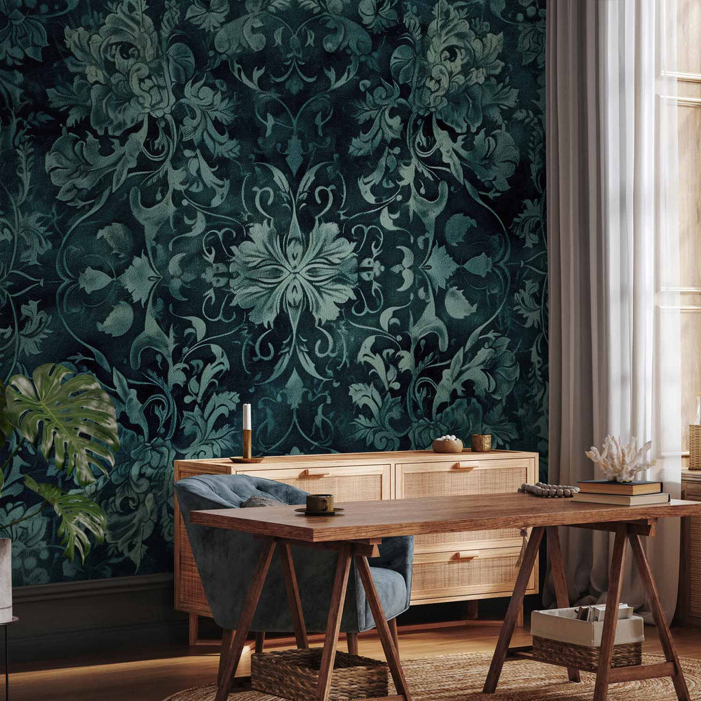 Emerald Oriental Carpet Pattern Wall Mural