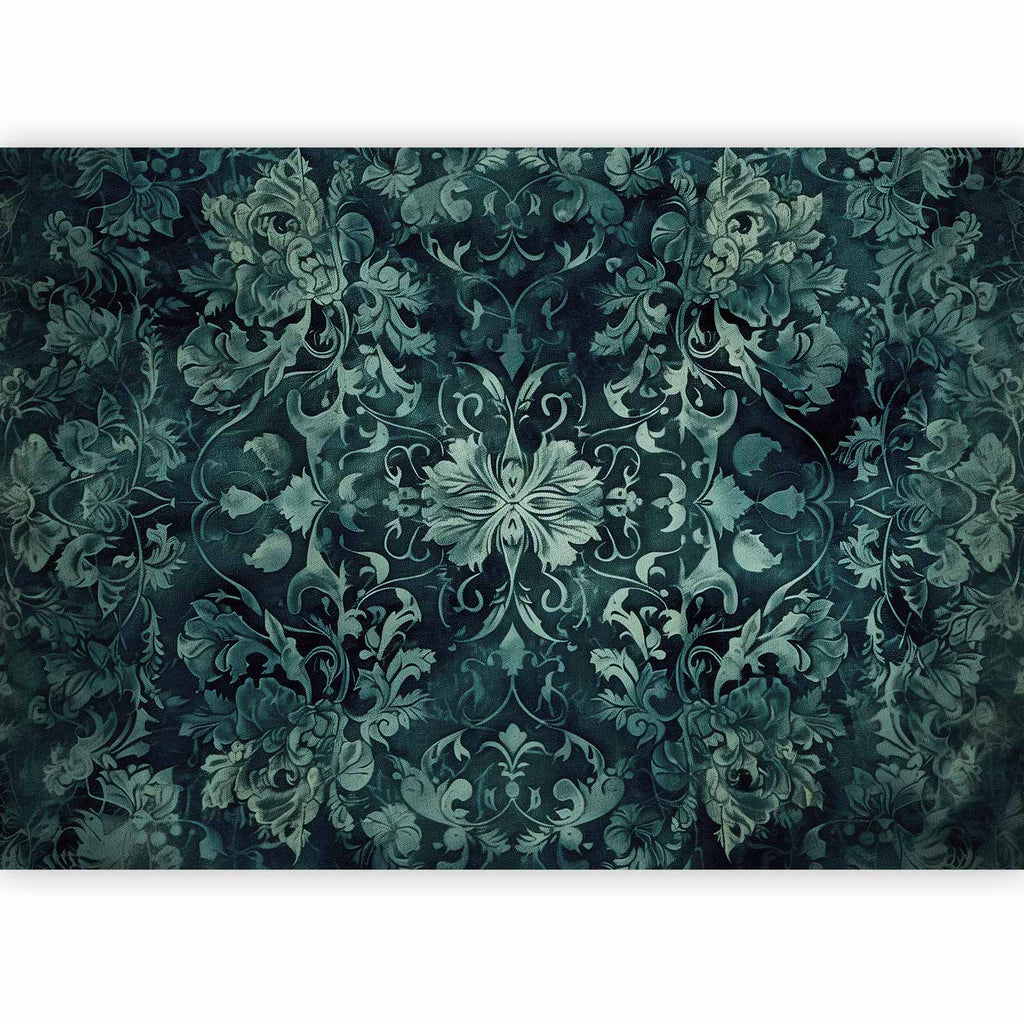 Wall Mural Oriental Pattern Carpet Emerald Ornaments and Worn Patterns