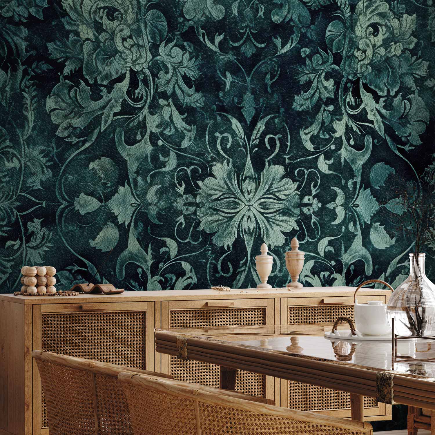 Emerald Oriental Carpet Pattern Wall Mural