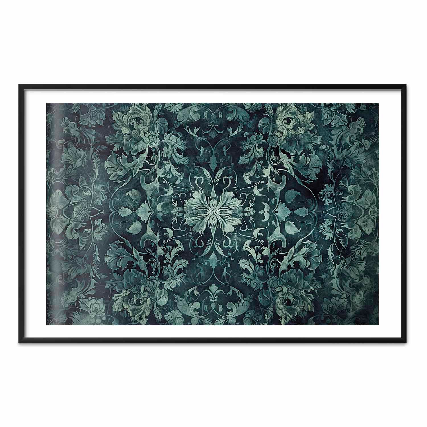 Emerald Baroque Ornament Pattern Poster