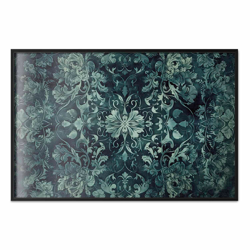 Emerald Baroque Ornament Pattern Poster