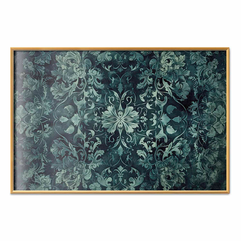 Emerald Baroque Ornament Pattern Poster