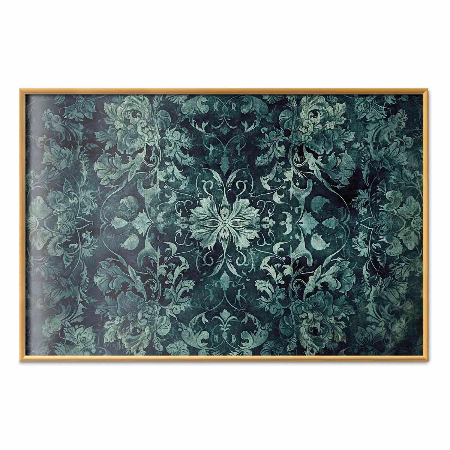 Emerald Baroque Ornament Pattern Poster