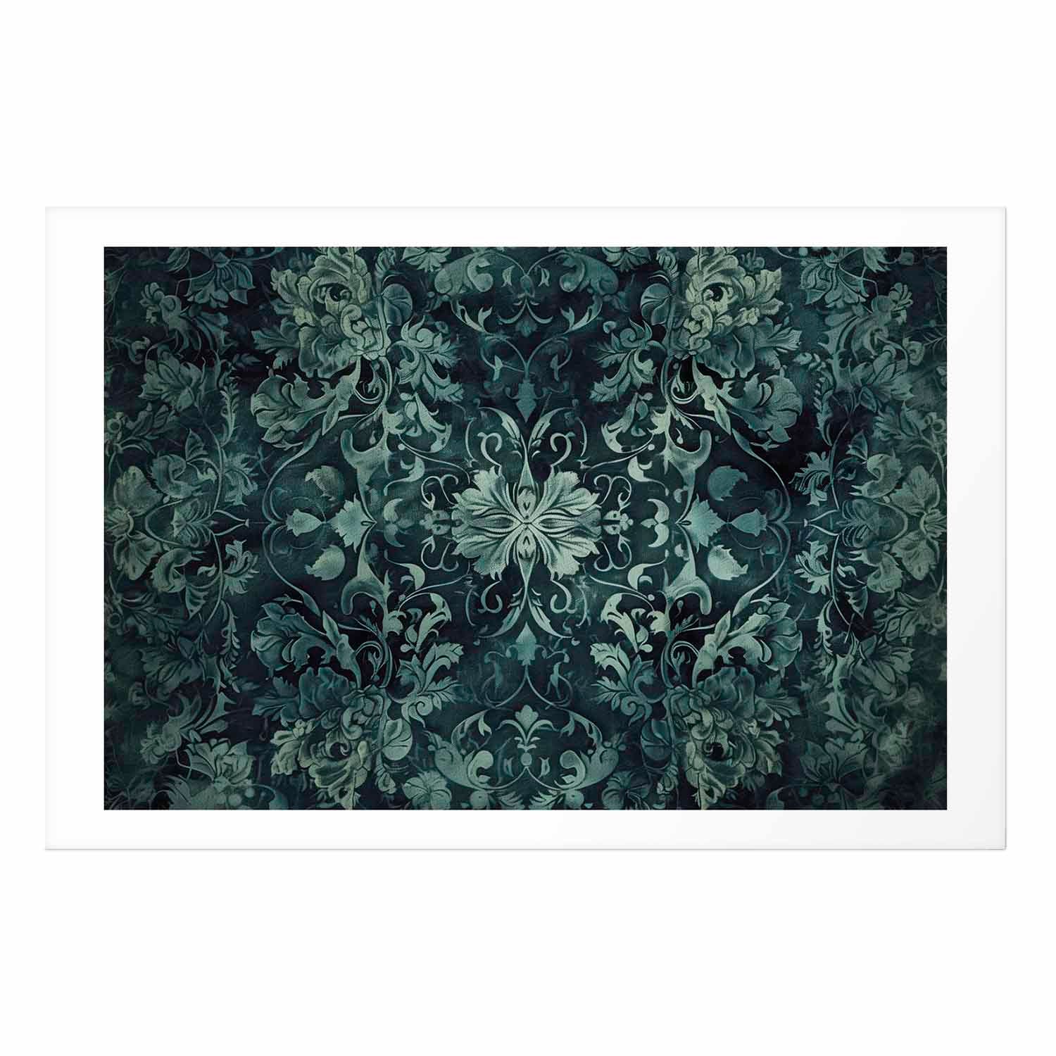 Emerald Baroque Ornament Pattern Poster