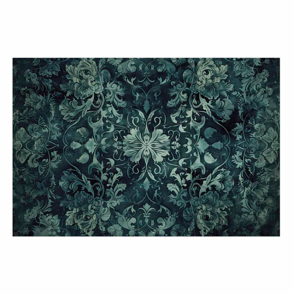 Emerald Baroque Ornament Pattern Poster