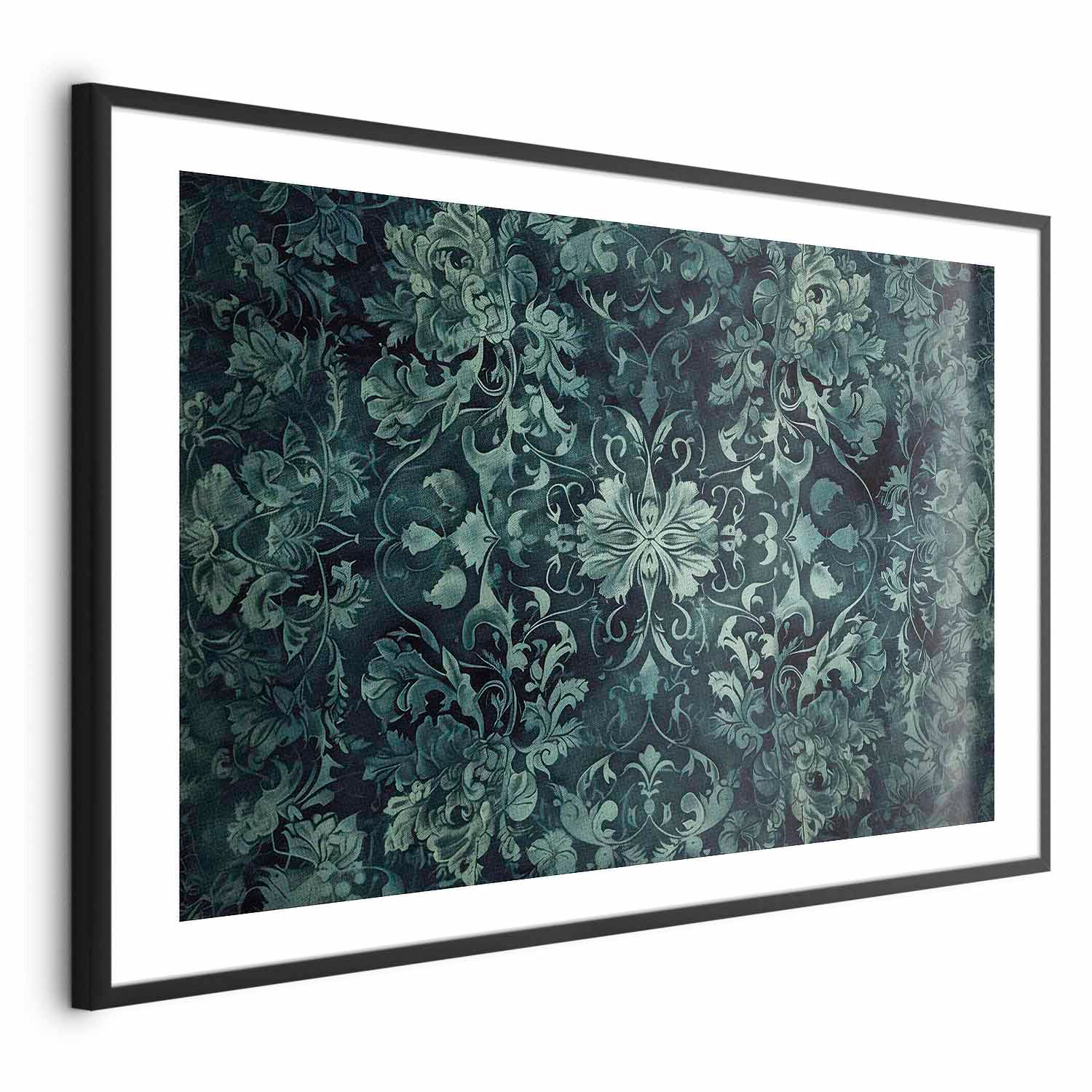 Emerald Baroque Ornament Pattern Poster