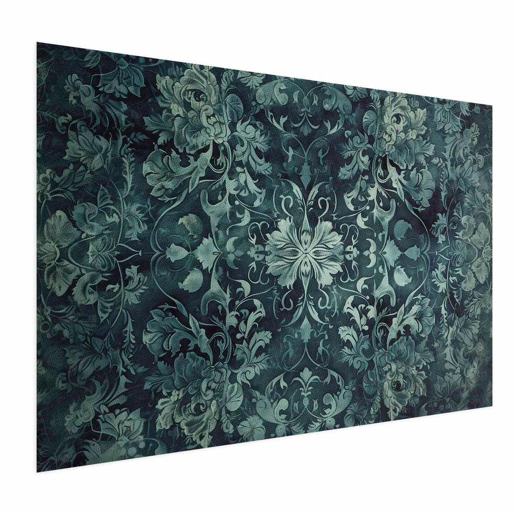 Emerald Baroque Ornament Pattern Poster
