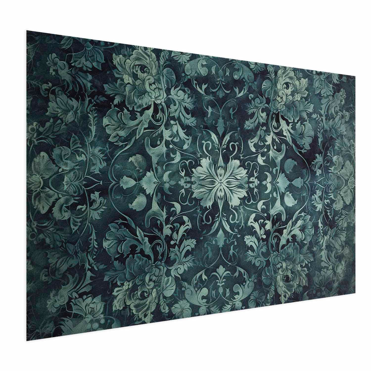 Emerald Baroque Ornament Pattern Poster