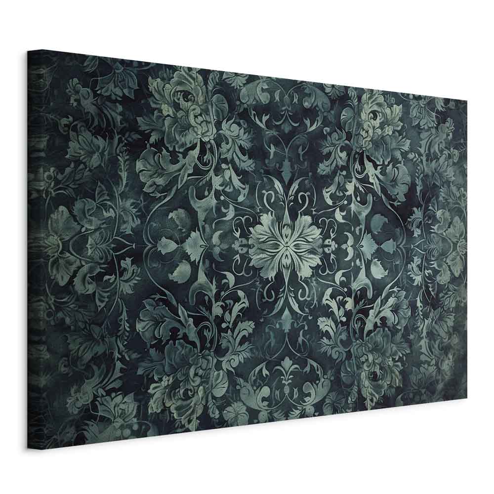 Canvas Print - Oriental Pattern Carpet Emerald Ornaments and Worn Patterns